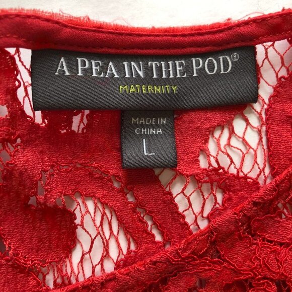 A PEA IN THE POD Maternity Red Lace Top L EUC - Picture 4 of 8